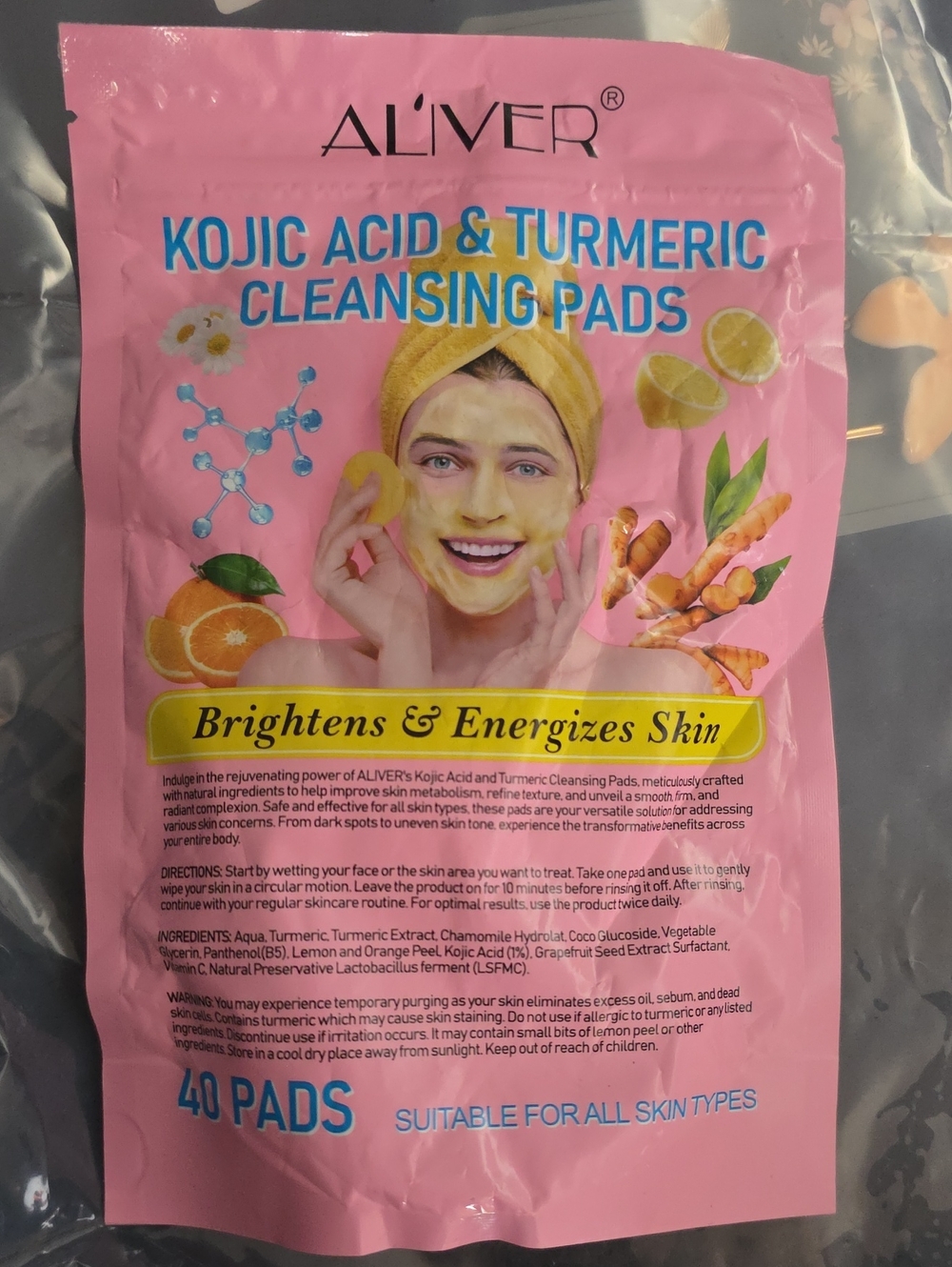 Kojic Acid & Turmeric Cleansing Pads - Pink